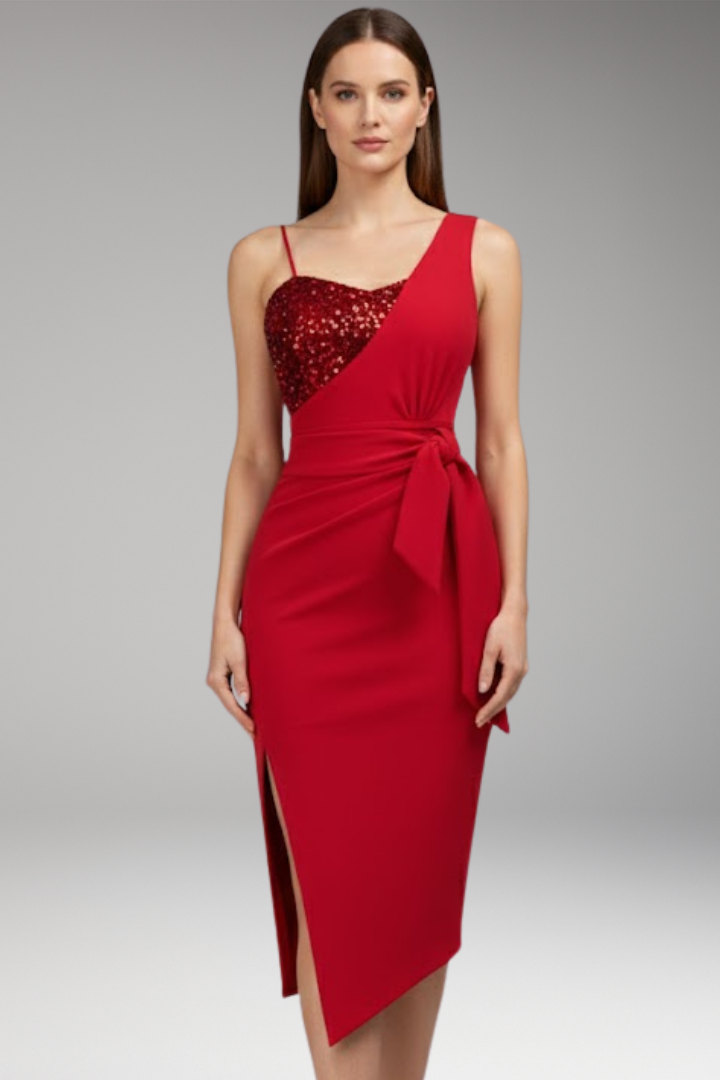Women's Asymmetrical Sequin Dress Figure-Hugging Fit