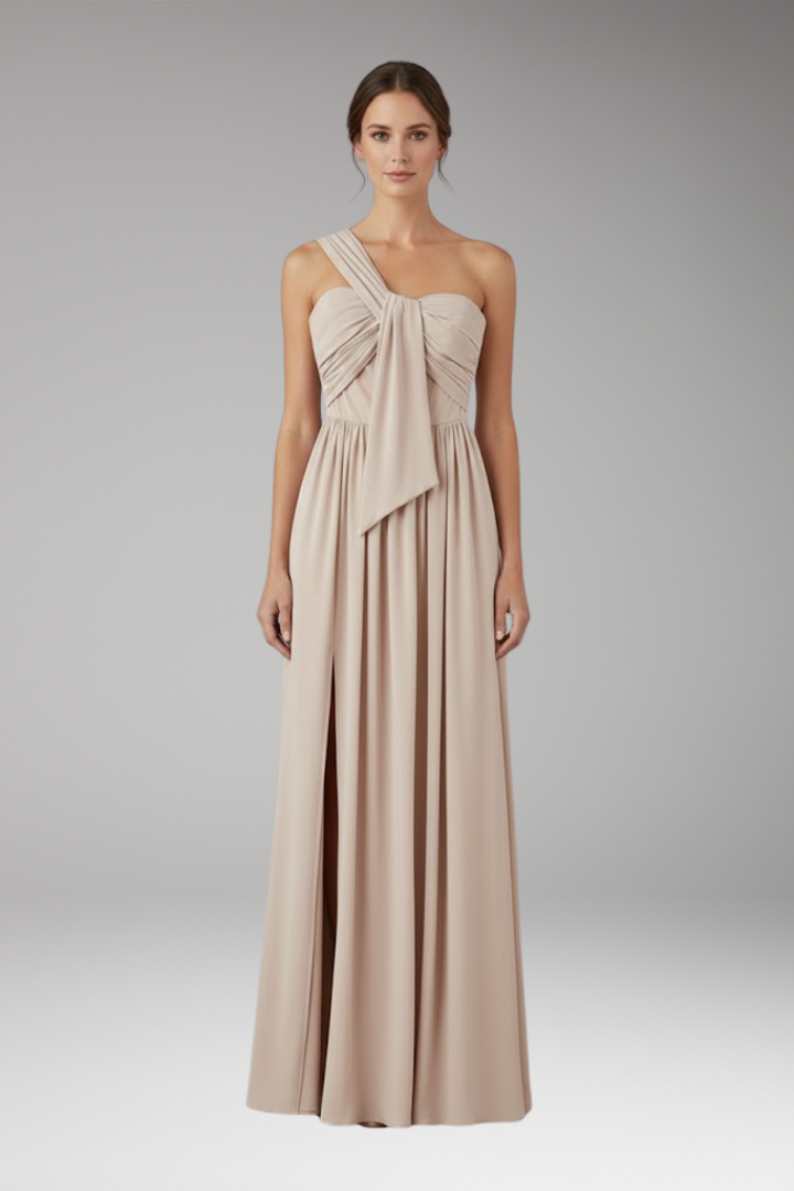 Women's Asymmetrical One Shoulder Solid Dress