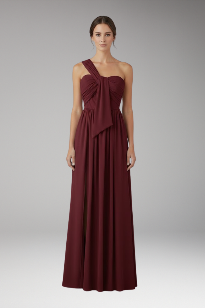 Women's Asymmetrical One Shoulder Solid Dress