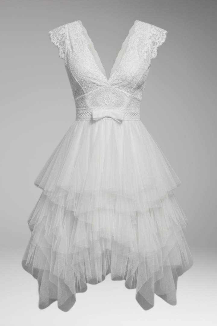 Women's V-Neck Mesh Dress Flowy Skirt - Vonnera