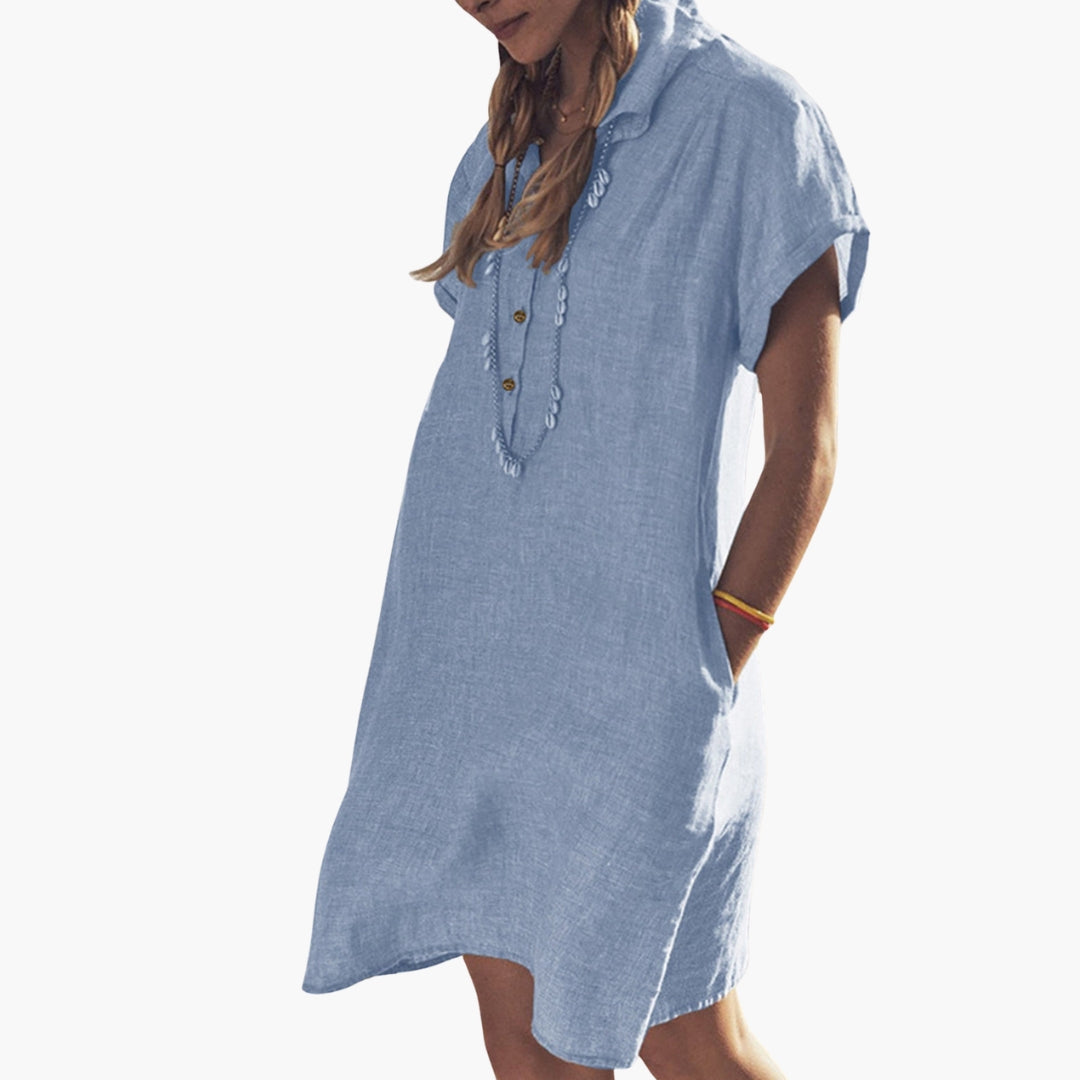 Women's Collar Button Front Beach Dress - Vonnera