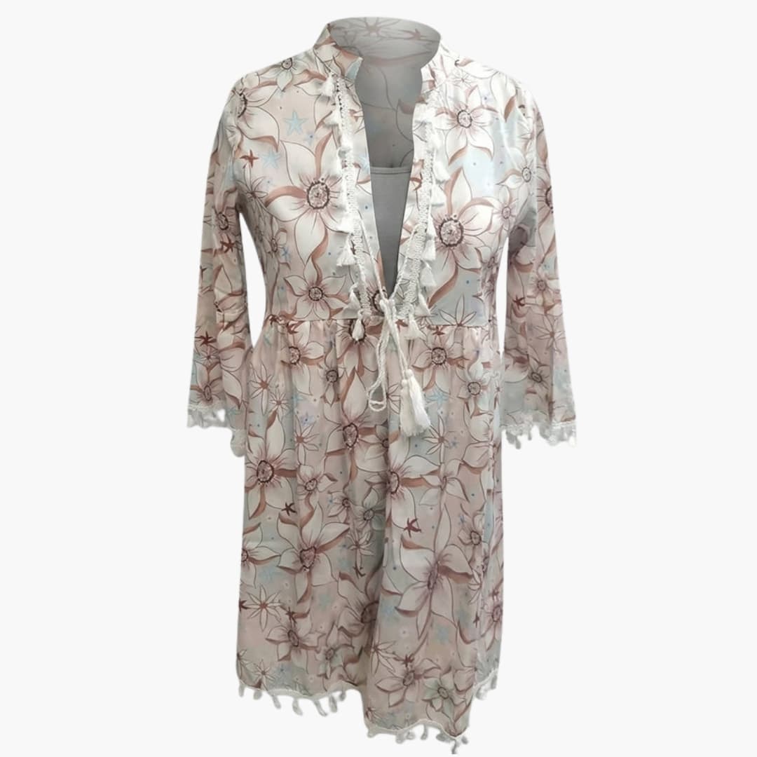 Women's Floral Beach Dress High Collar - Vonnera