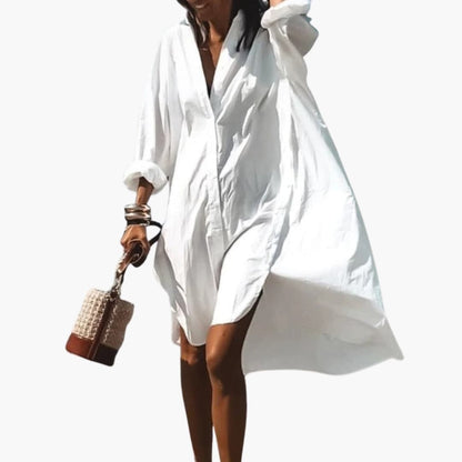 Women's Long Sleeve V Neck Beach Dress - Vonnera