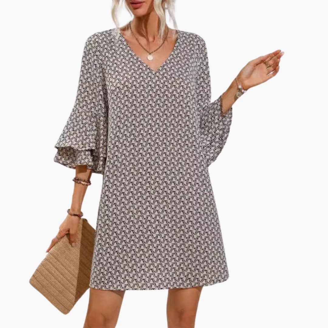 Women's V Neck Wide Sleeve Beach Dress