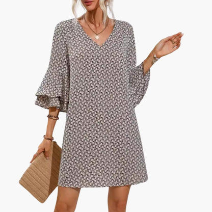 Women's V Neck Wide Sleeve Beach Dress