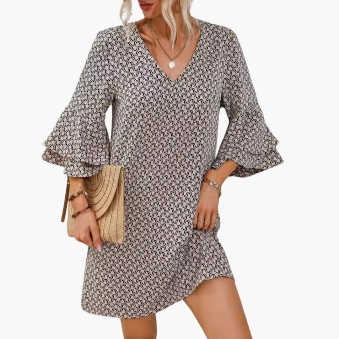 Women's V Neck Wide Sleeve Beach Dress - Vonnera