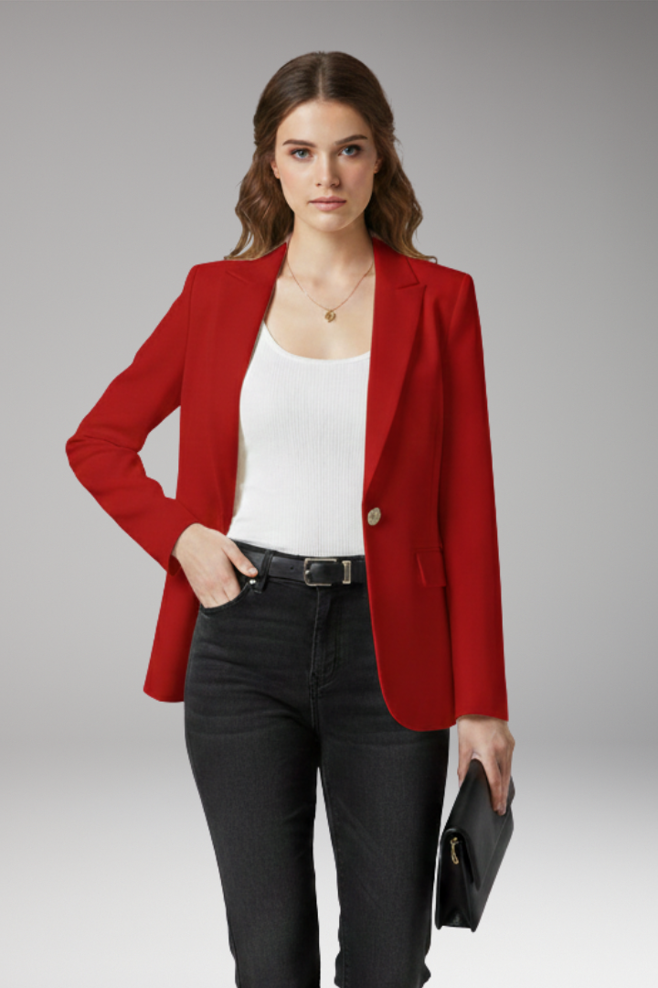 Women's Blazer Notched Lapel Button Front