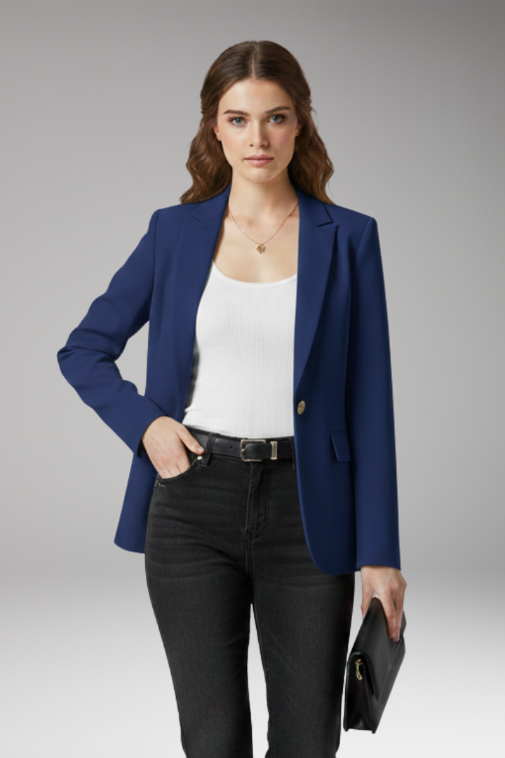 Women's Blazer Notched Lapel Button Front