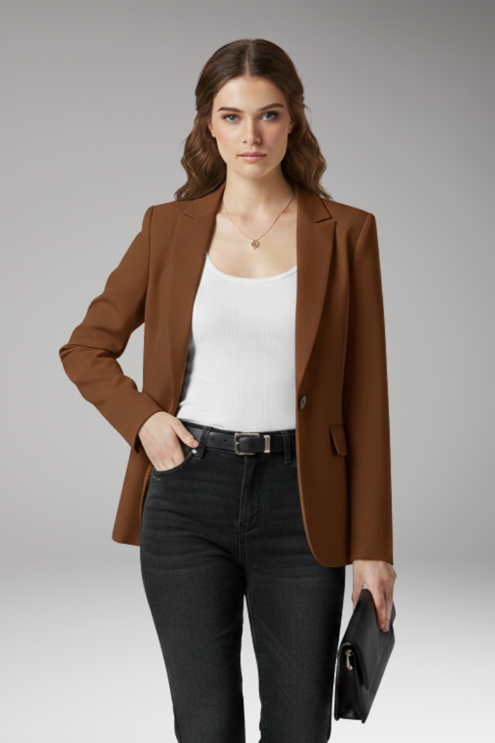 Women's Blazer Notched Lapel Button Front