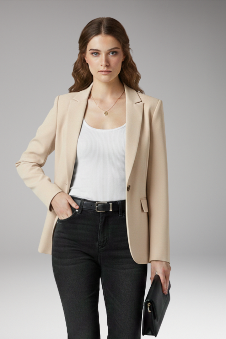 Women's Blazer Notched Lapel Button Front