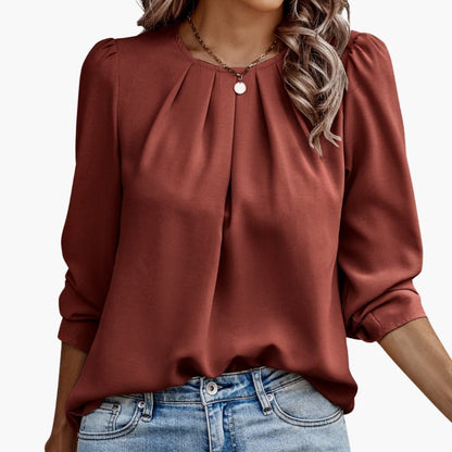 Women's Pleated Puff Sleeve Blouse