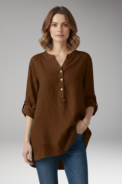 Women's V-Neck Button Blouse