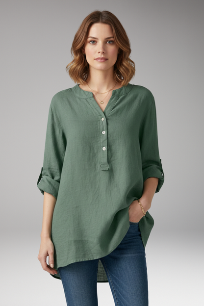 Women's V-Neck Button Blouse