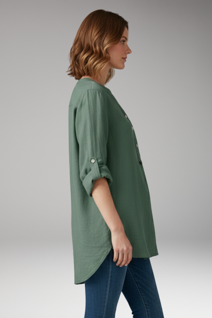 Women's V-Neck Button Blouse