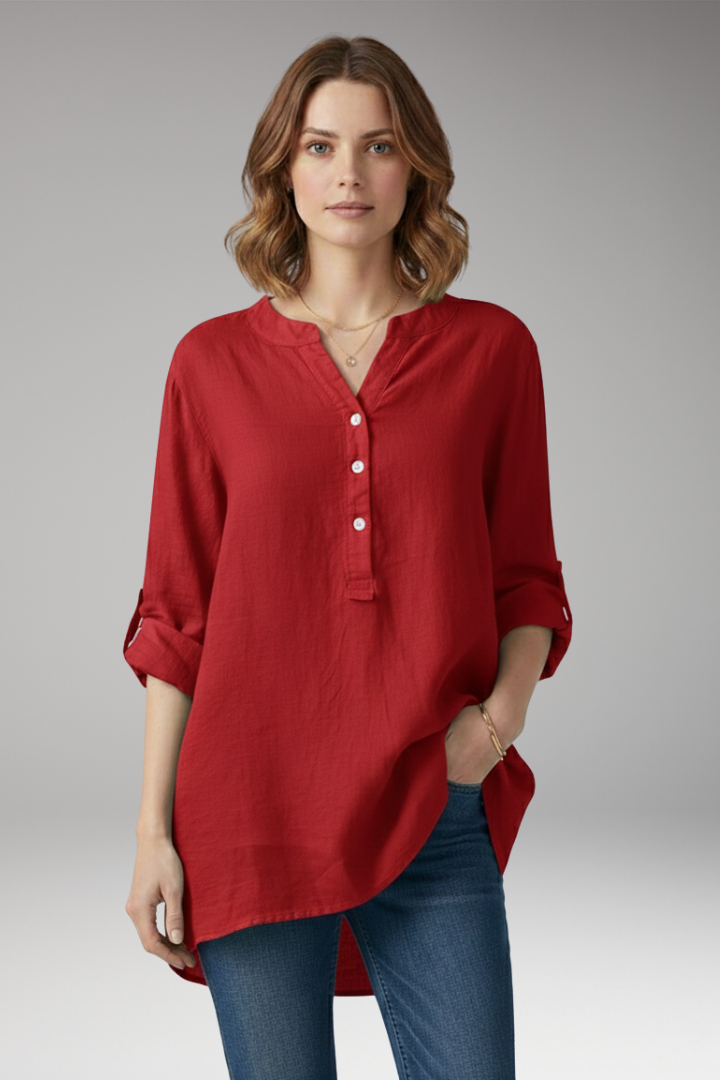 Women's V-Neck Button Blouse