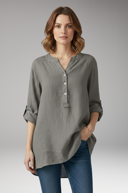 Women's V-Neck Button Blouse