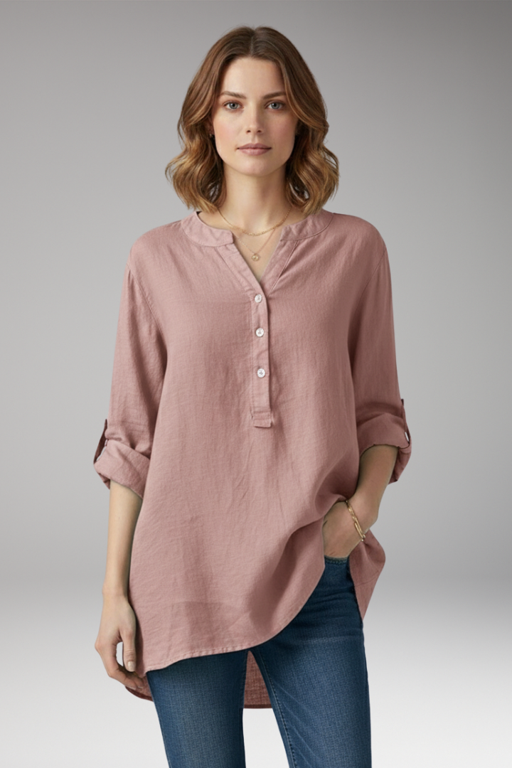 Women's V-Neck Button Blouse