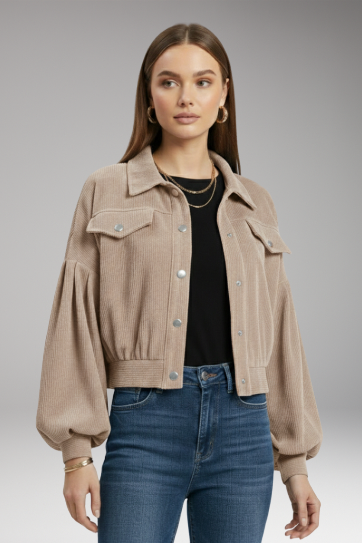 Women's Zipper Jacket Ribbed Trim