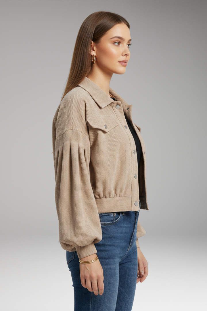Women's Zipper Jacket Ribbed Trim