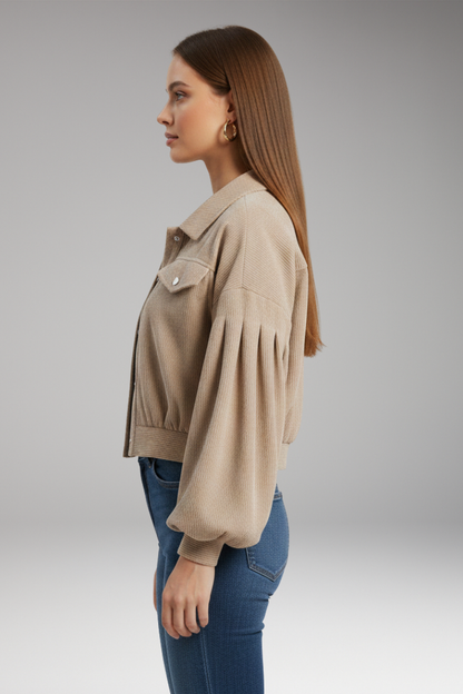 Women's Zipper Jacket Ribbed Trim