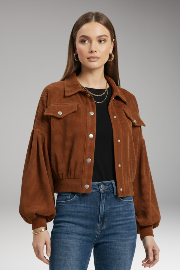 Women's Zipper Jacket Ribbed Trim