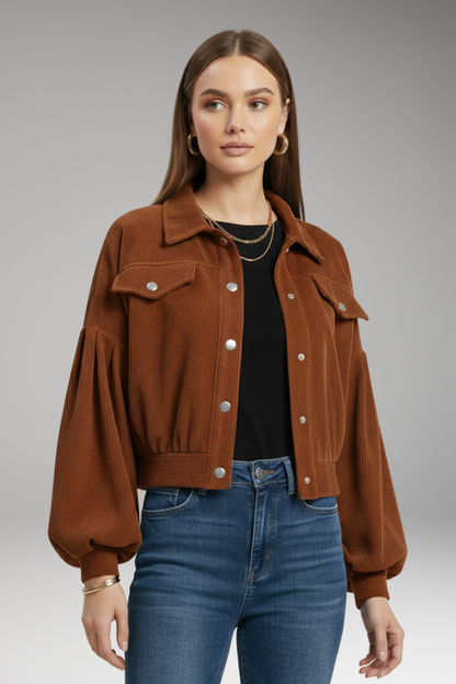 Women's Zipper Jacket Ribbed Trim