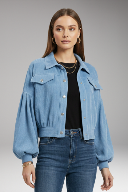 Women's Zipper Jacket Ribbed Trim