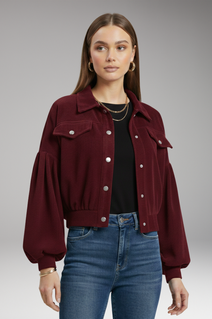 Women's Zipper Jacket Ribbed Trim