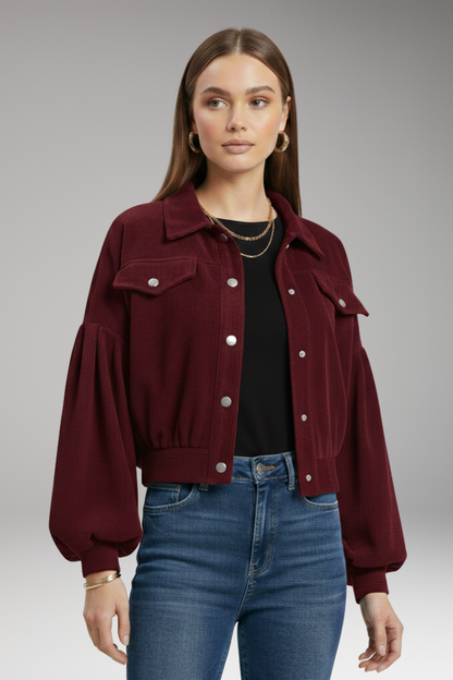 Women's Zipper Jacket Ribbed Trim