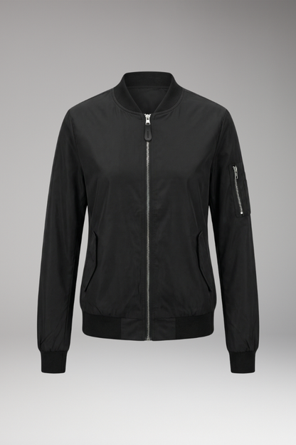 Women's Bomber Jacket Adjustable Elastic Cuffs - Vonnera