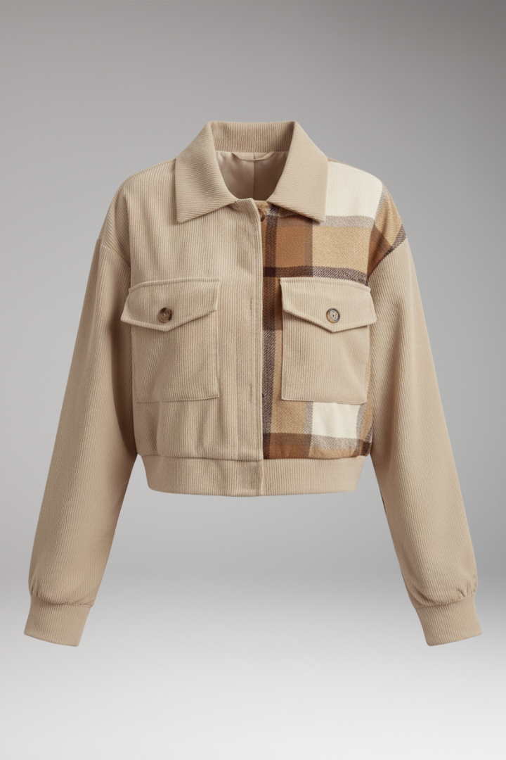 Women's Checkered Bomber Jacket Button Front - Vonnera