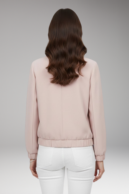 Women's Short Bomber Jacket with Zip Closure