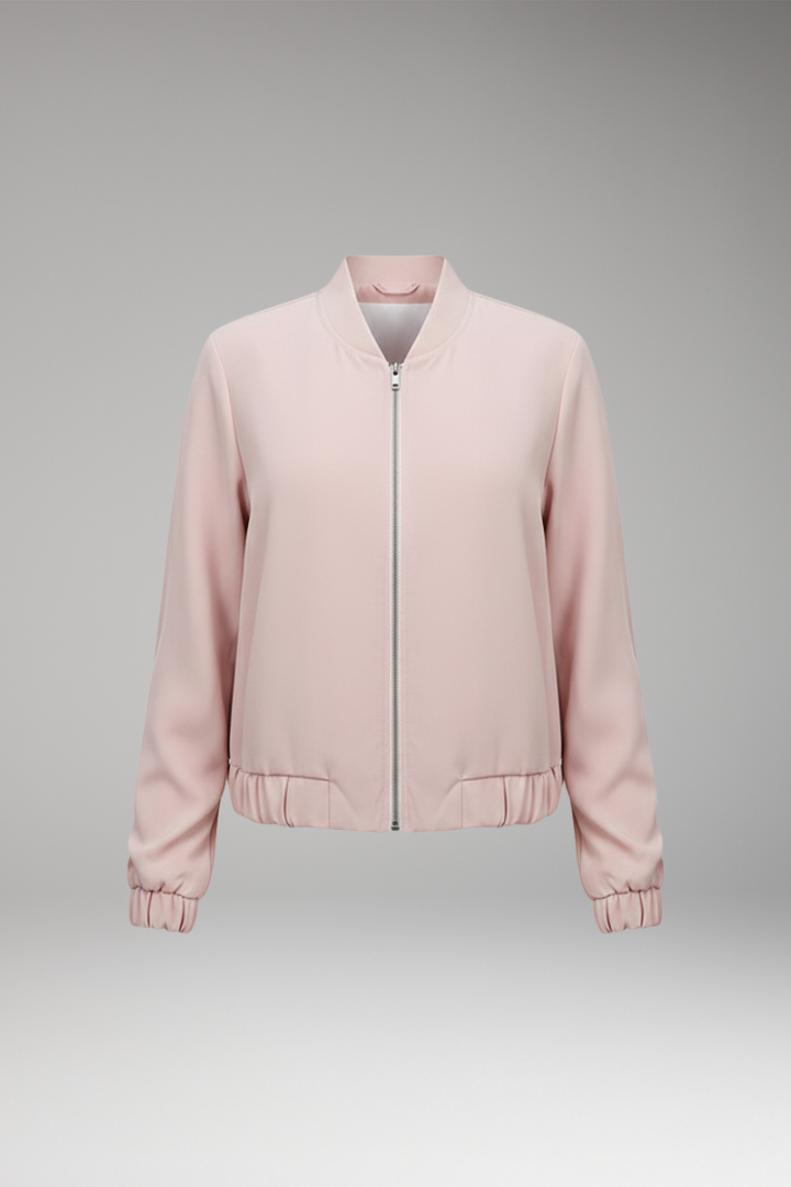 Women's Short Bomber Jacket with Zip Closure - Vonnera
