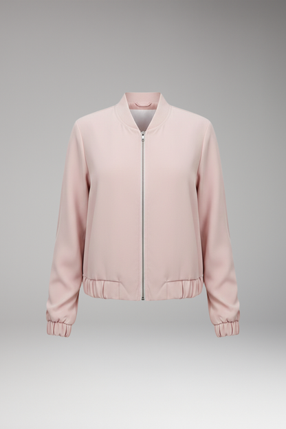 Women's Short Bomber Jacket with Zip Closure - Vonnera
