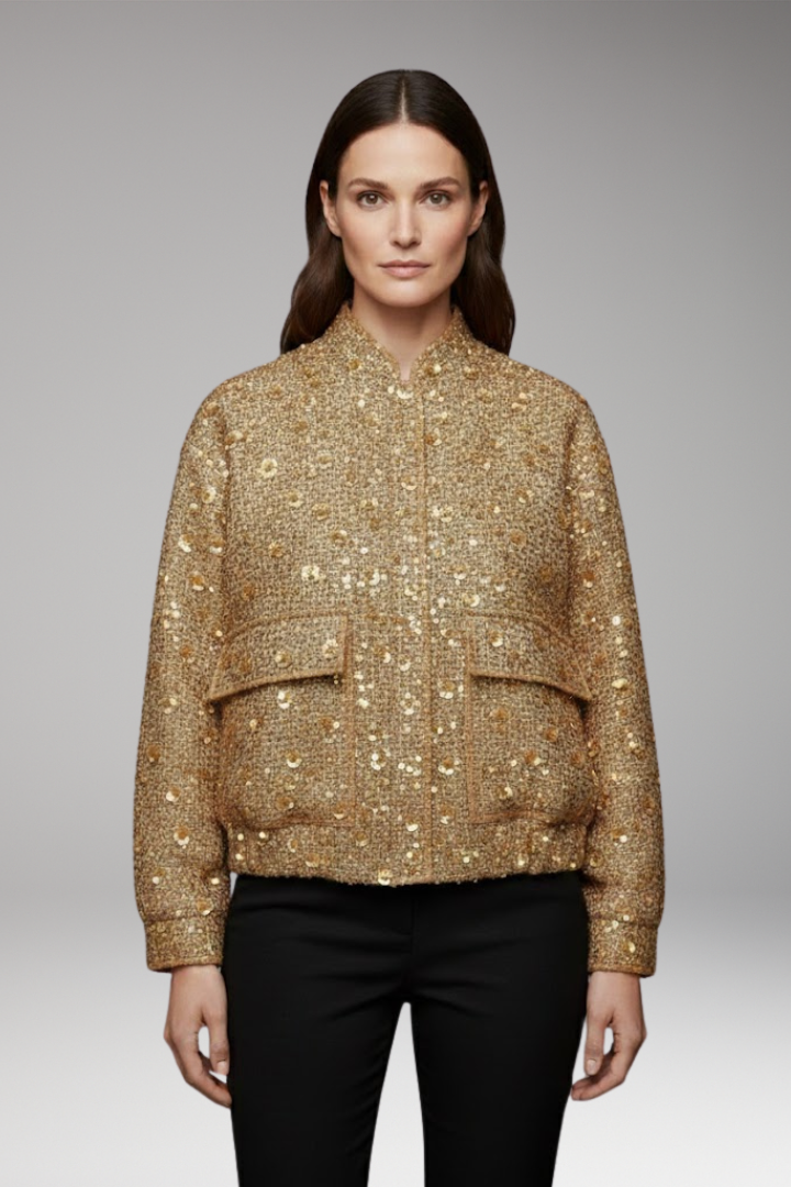 Women's Bomber Jacket Collar Neckline Elastic Hem