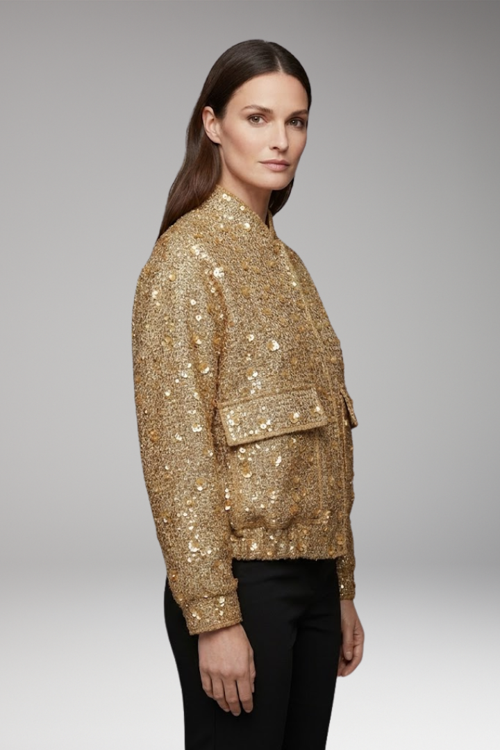 Women's Bomber Jacket Collar Neckline Elastic Hem