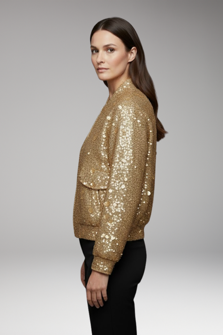 Women's Bomber Jacket Collar Neckline Elastic Hem
