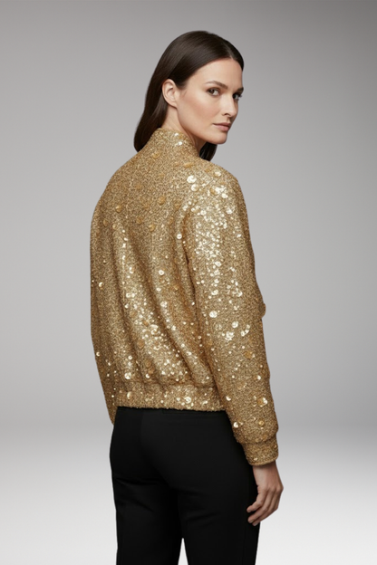 Women's Bomber Jacket Collar Neckline Elastic Hem