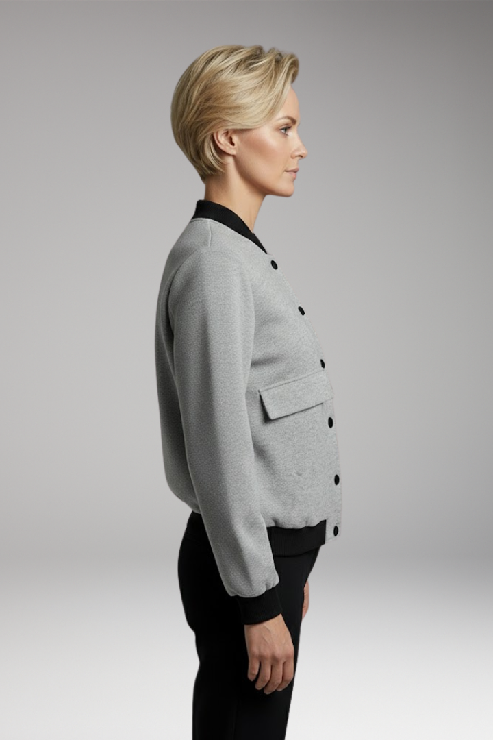 Women's Long Sleeve Color Block Bomber Jacket