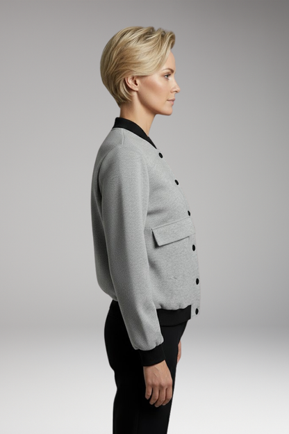 Women's Long Sleeve Color Block Bomber Jacket