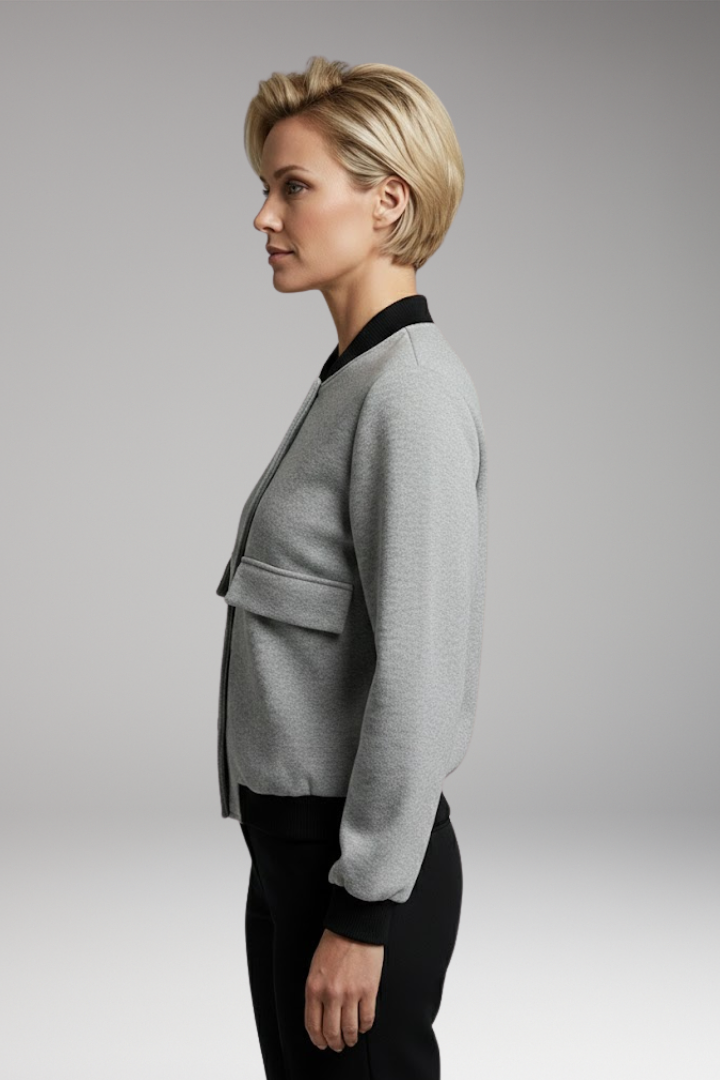 Women's Long Sleeve Color Block Bomber Jacket