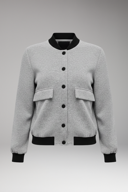 Women's Long Sleeve Color Block Bomber Jacket - Vonnera