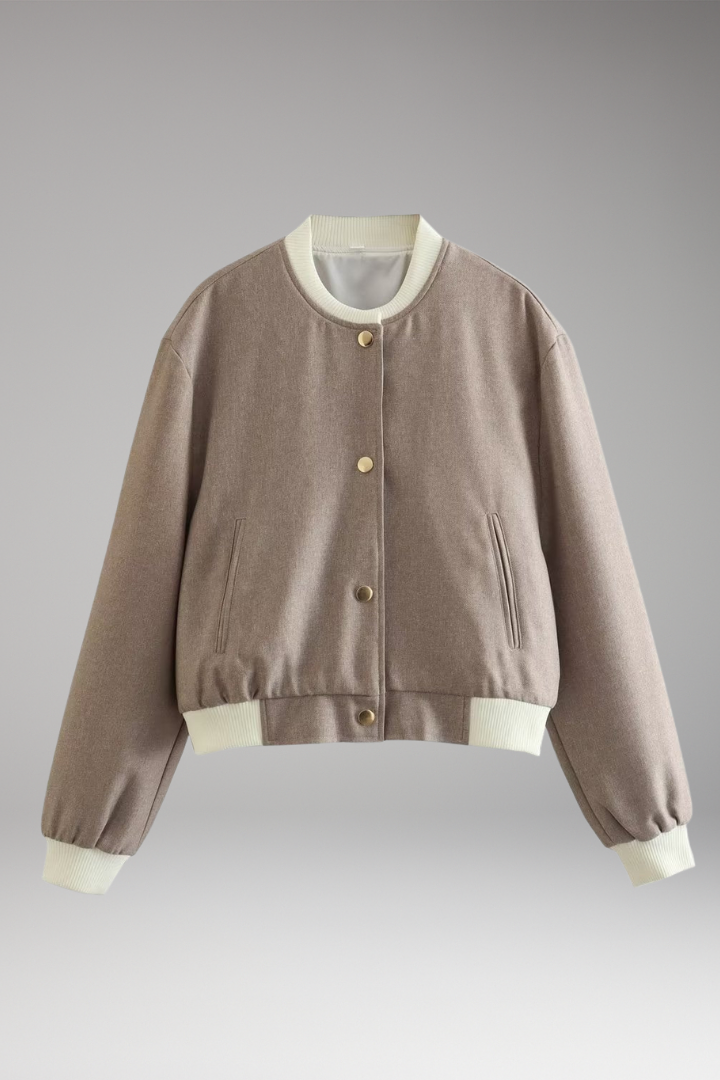 Women's Bomber Jacket Elastic Cuffs Side Pockets - Vonnera