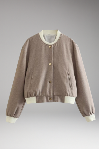 Women's Bomber Jacket Elastic Cuffs Side Pockets - Vonnera