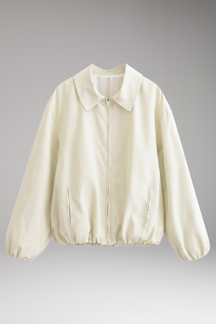Women's Bomber Jacket Elastic Hem Side Pockets - Vonnera