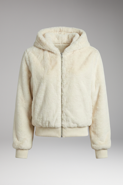 Women's Faux Fur Bomber Jacket Zipper Closure - Vonnera