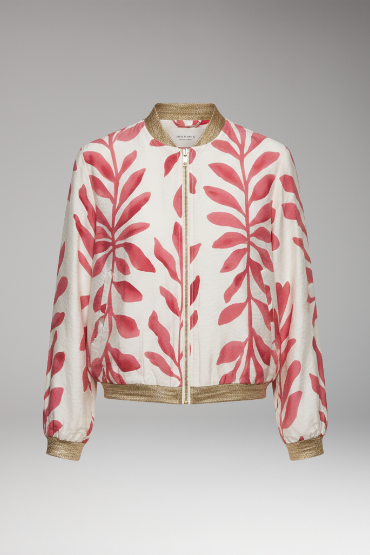 Women's Floral Bomber Jacket Seam-Stitched Pockets - Vonnera