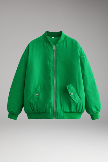 Women's Bomber Jacket Front Zip Oversized - Vonnera