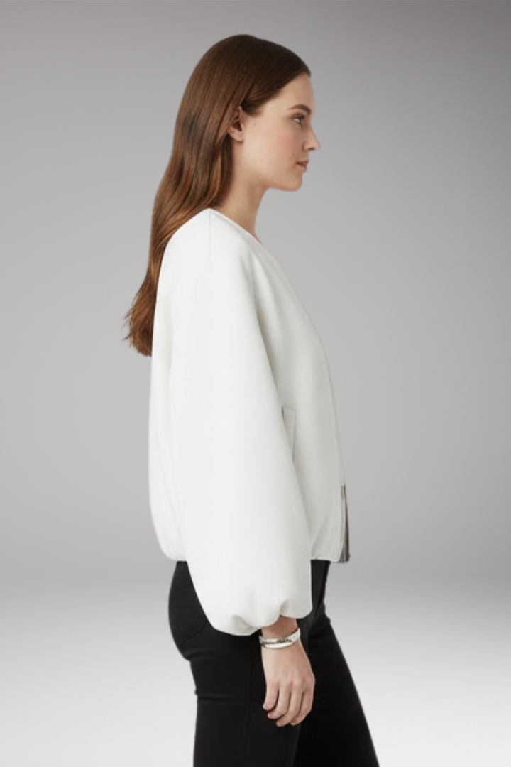 Women's Bomber Jacket Zipper Front Ribbed Cuffs