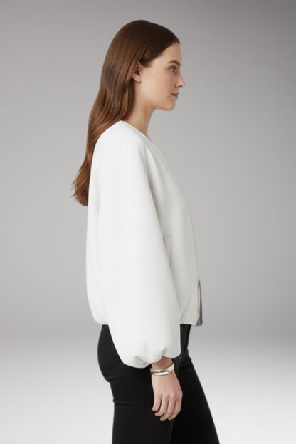 Women's Bomber Jacket Zipper Front Ribbed Cuffs